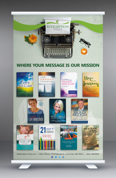 Roll-up banner by MaryDes at bookcoverdesigns.eu.